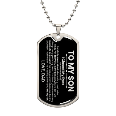 Son Love Dad Dog Tag Necklace (Black Design) - Love You This Much